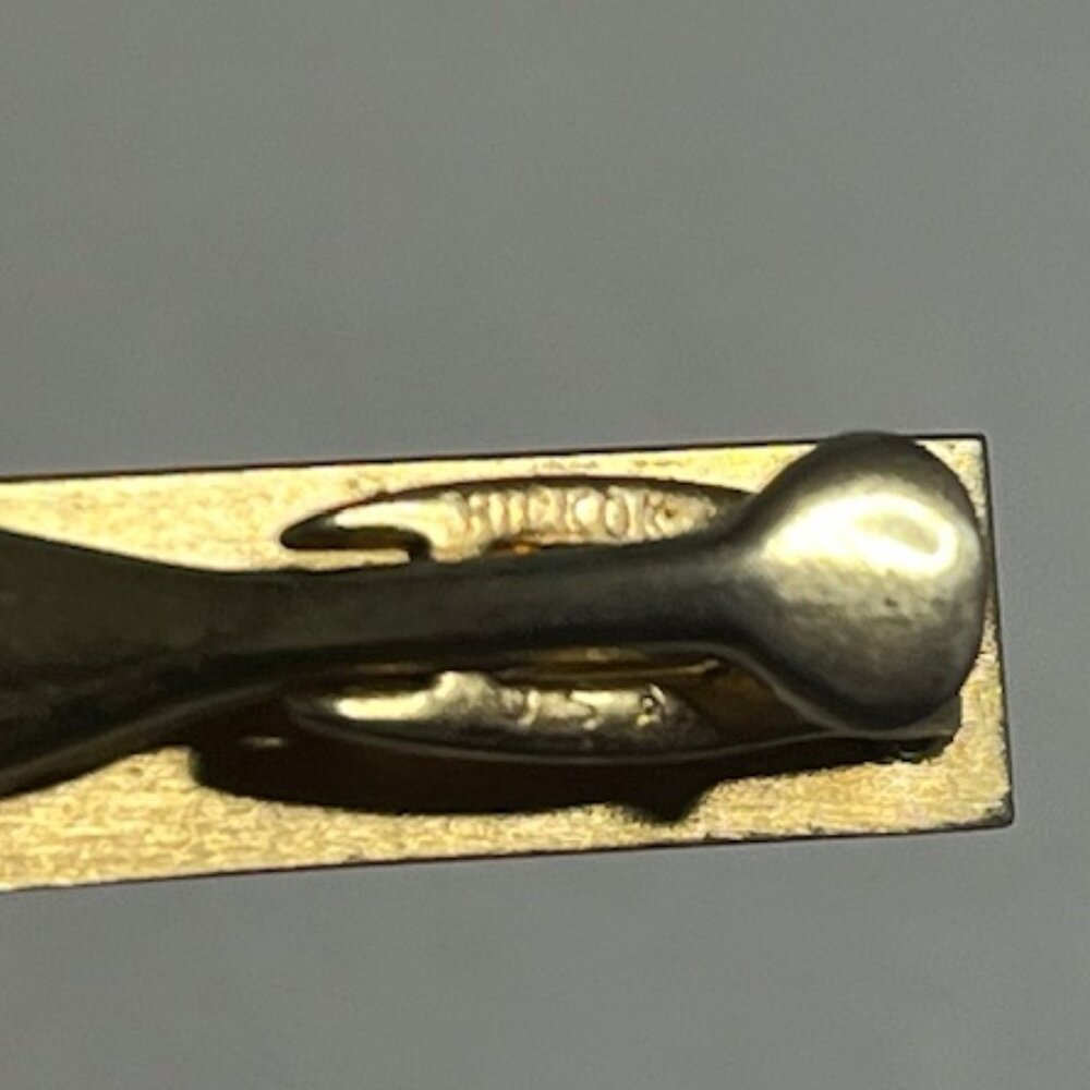 VTG Brick Block Texture Tie Clip Clasp Bar Gold Tone Casual or Formal 1.6" - Picture 8 of 9